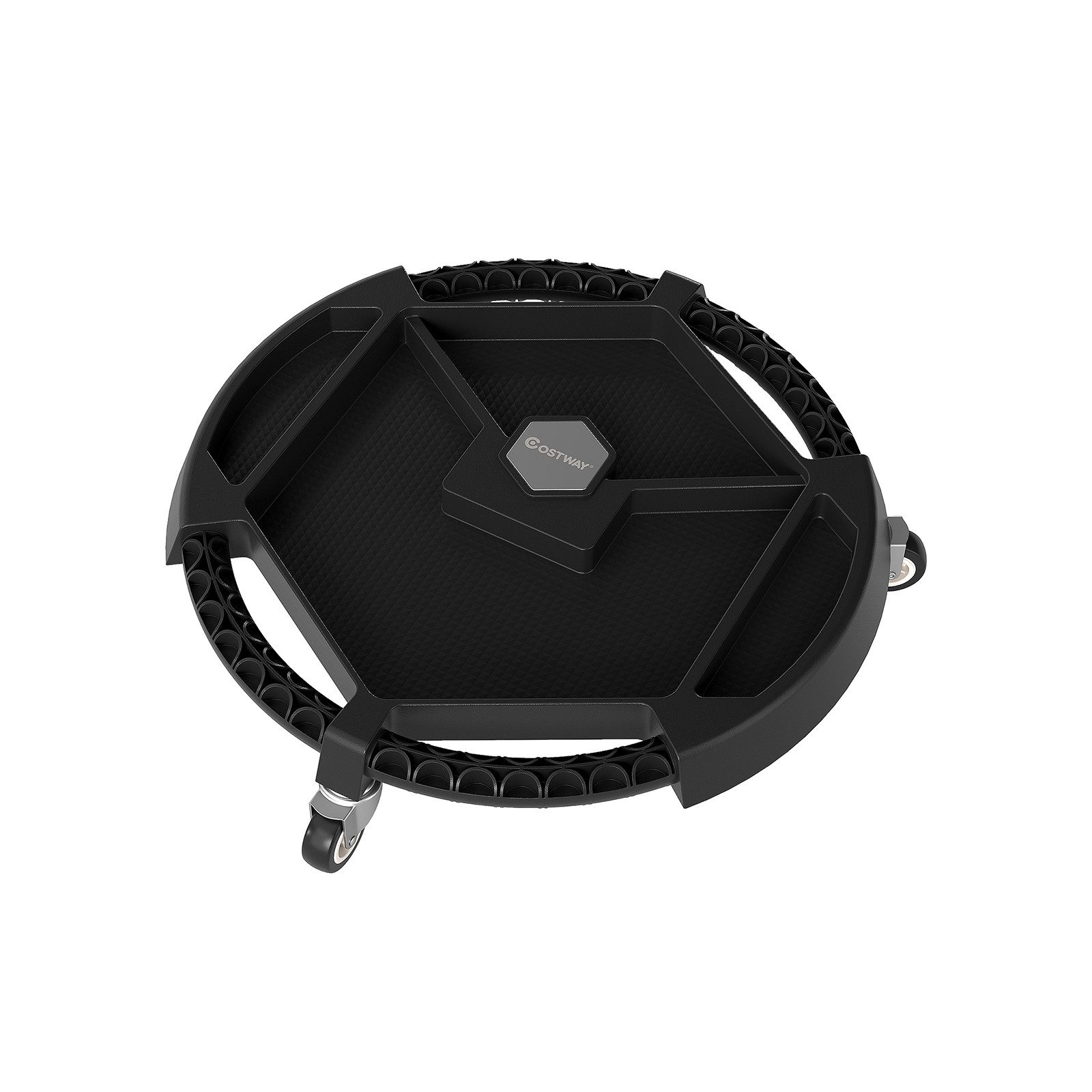 COSTWAY Rollbrett, mit 4 Fächern & 3 Universalrädern, bis 14kg, φ50x11cm