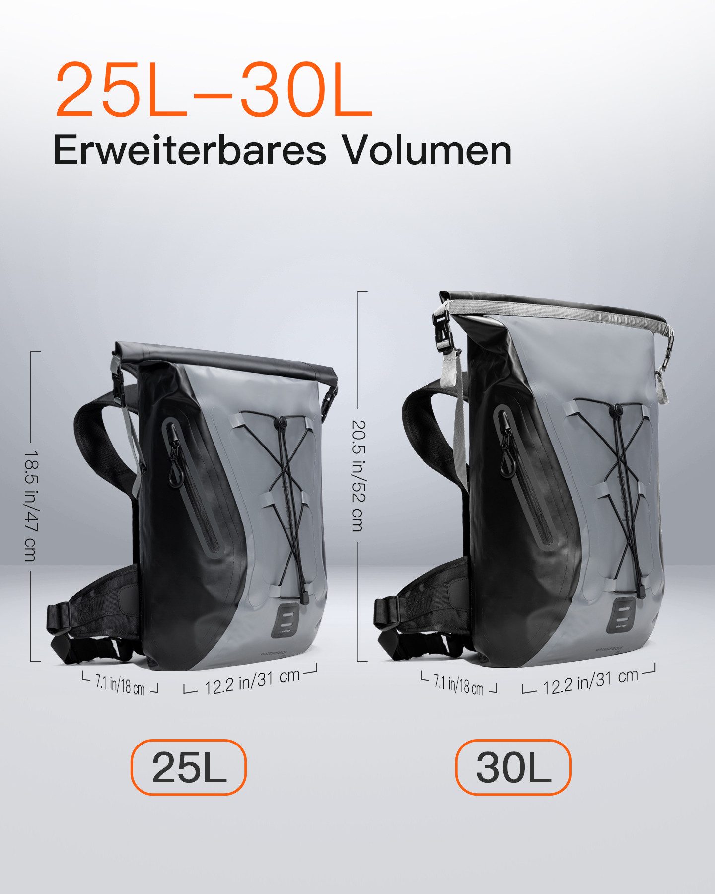 Inateck Fahrradrucksack 25-30L Wasserdichter Rolltop Rucksack, günstig online kaufen