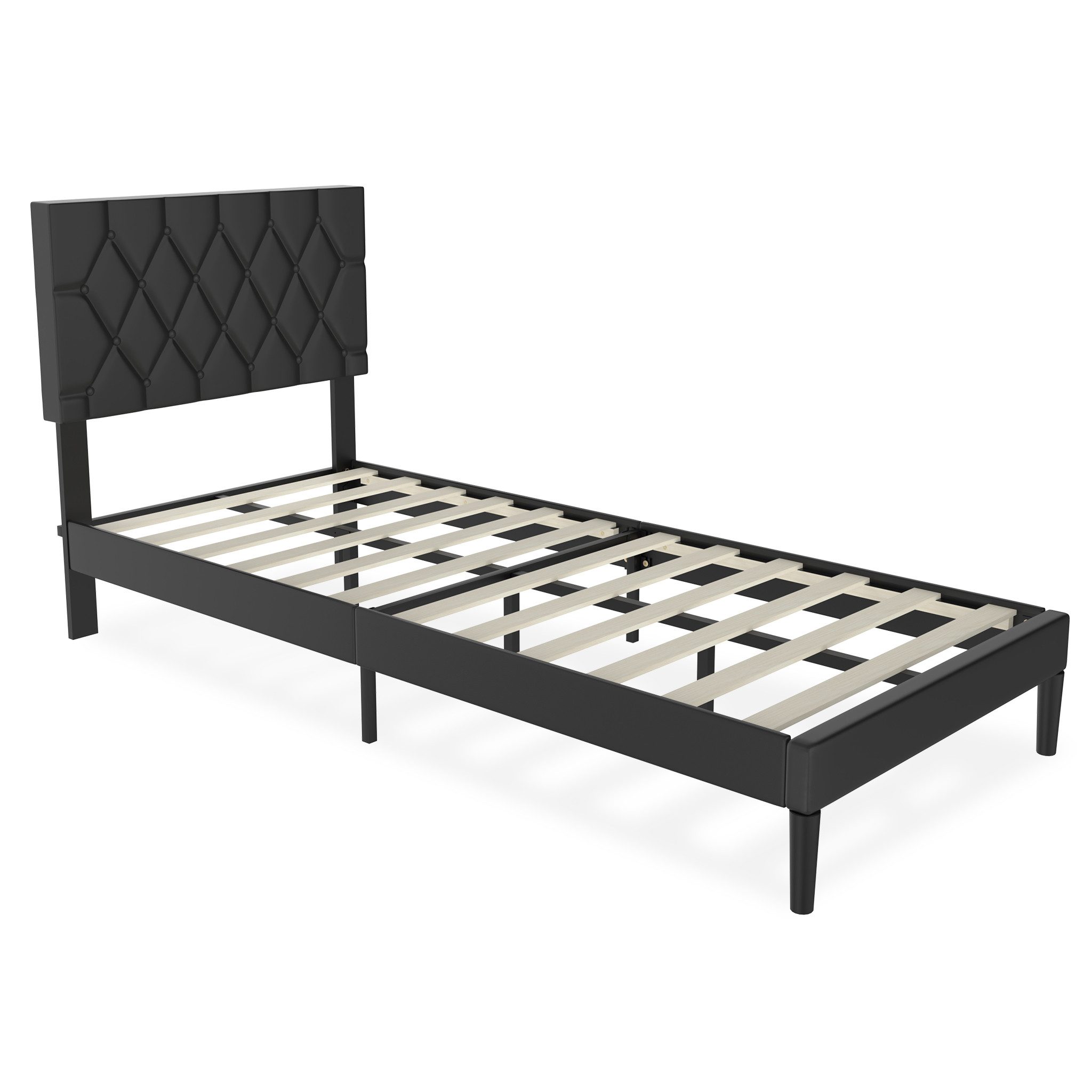 FIVMEN Bettgestell Bettrahmen Polsterbett Bett Metall mit Kopfteil und Lattenrost, Lattenrost Bett Metall Plattform Leder Kopfteil Matratzenfundament