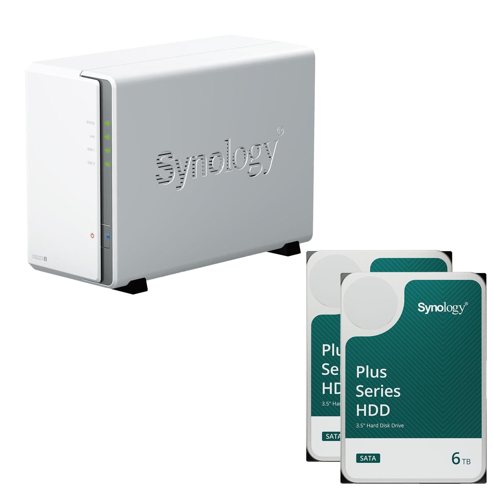 Synology Synology DS223J + 2x Synology HAT3300-6T HDD-NAS-Festplatte