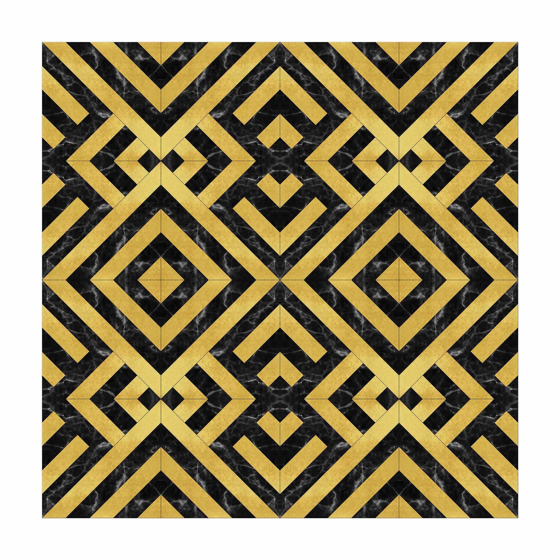 Bilderdepot24 Teppich Vinyl Wohnzimmer Flur Küche Fliesen Steinoptik Marmor, quadratisch - gold glatt, nass wischbar (Küche, Tierhaare) - Saugroboter & Bodenheizung geeignet