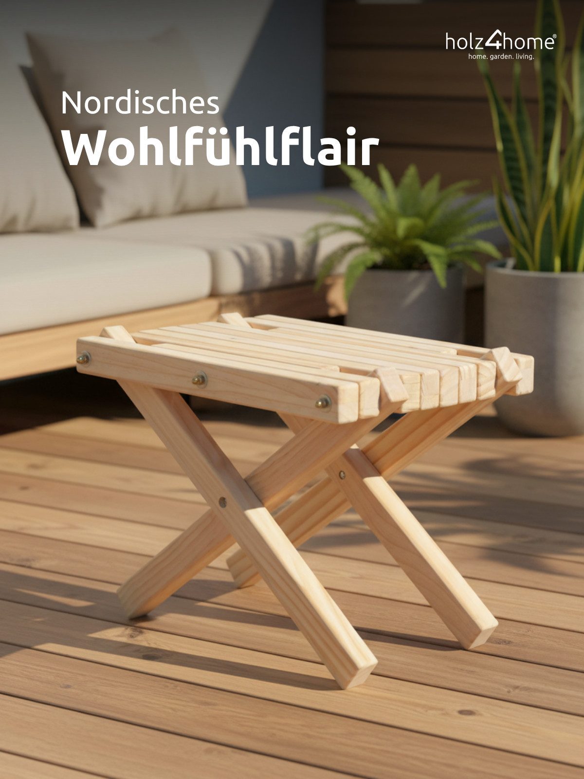 holz4home® Sitzgruppe Skandinavisches Liegestuhl Set aus Kiefernholz für Terrasse & Lounge, Geripptes Design