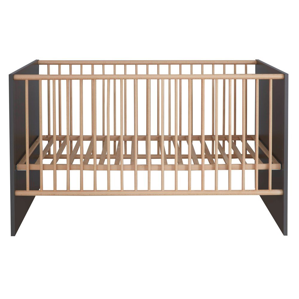 Lomadox MANISA-19 ​​baby room complete set (2-piece), grey with solid beech accents