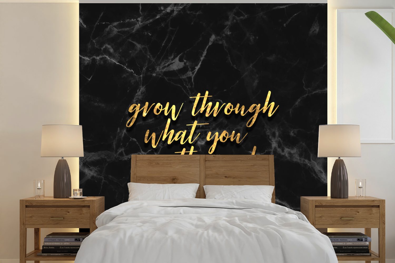 MuchoWow Fototapete Zitate - oder (5 Vinyl Schlafzimmer, - für bedruckt, Wohnzimmer Gold - Wandtapete Marmor, St), Motivation Tapete Matt