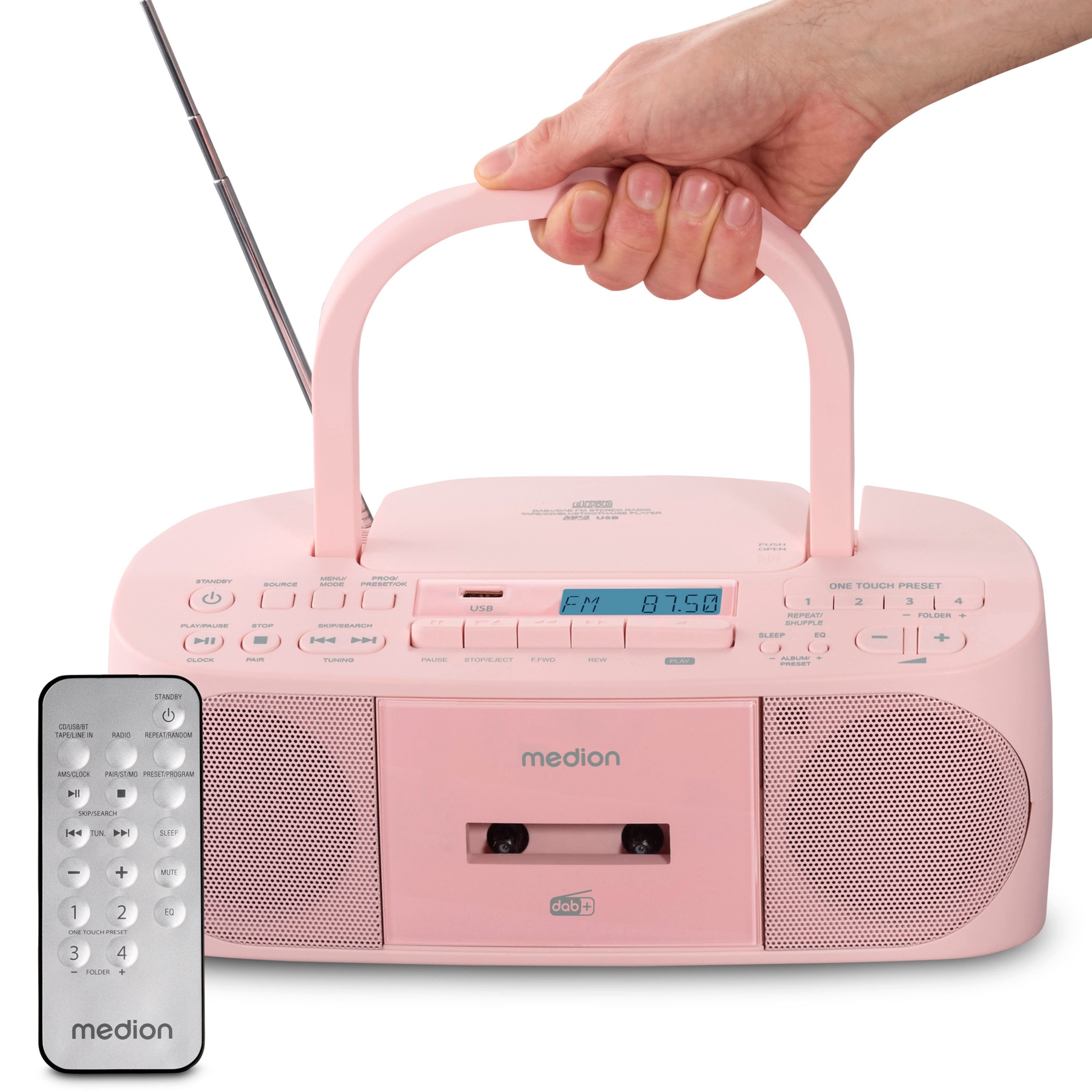 Medion® Boombox MEDION® LIFE® DRX-1 Plus (MD400003) Radio (AM- / FM- Tuner, MW / UKW mit RDS, 3 W, Bluetooth® 5.4, AUX-In, Batteriebetrieb: 6 x 1,5 V, Kopfhöreranschluss)