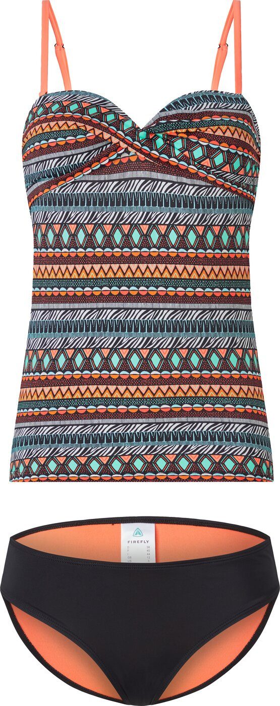 Stiloso top per tankini con stampa - nero/multicolore