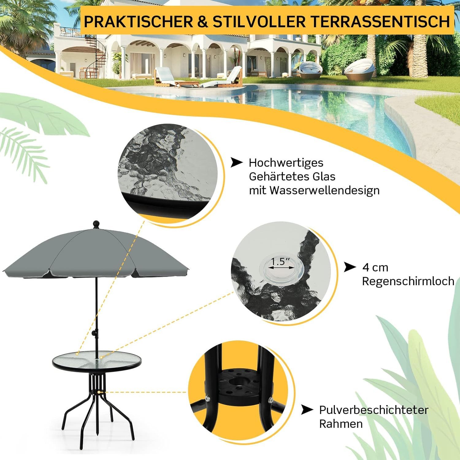 KOMFOTTEU Balkonset Gartenmöbel Set, 4 Gartenstühle günstig online kaufen