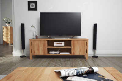 Natur24 Lowboard TV-Board Boli Kernbuche 166x47x59 mit 2 Türen 2 Fächern Holzbeinen