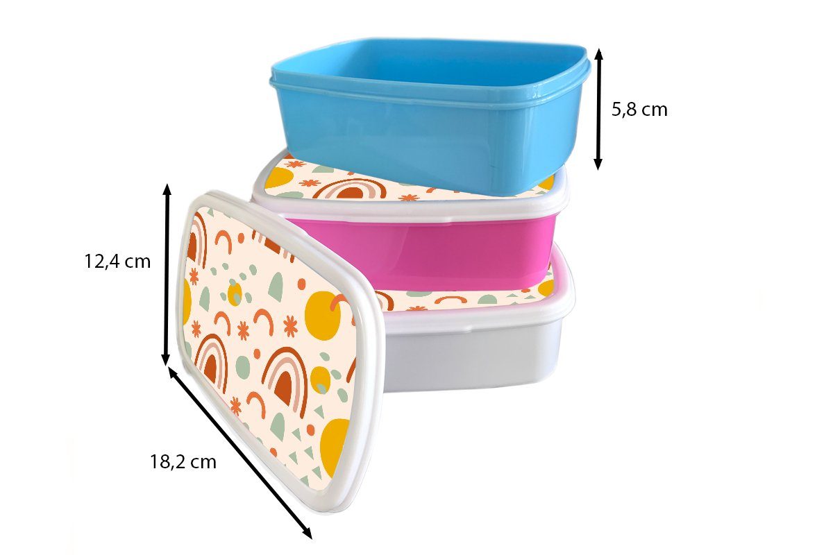 MuchoWow Lunchbox Brotdose, Kunststoff, Muster Kinder - Jungs weiß - Brotbox und Erwachsene, für (2-tlg), und Pastell, Wetter für Mädchen