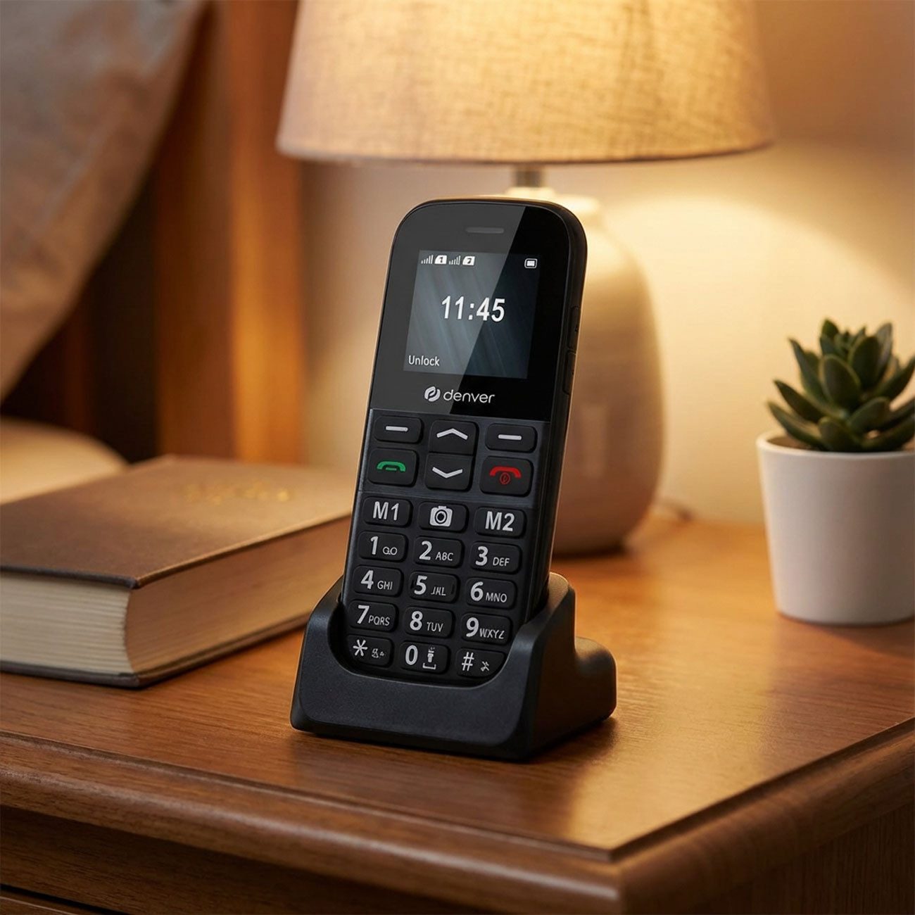 Denver Dual-SIM Mobiltelefon für Senioren & Rentner 4G LTE Tasten SOS-Notruf Seniorenhandy (Taschenlampe, FM-Radio, Wecker, Kalender, Taschenrechner)