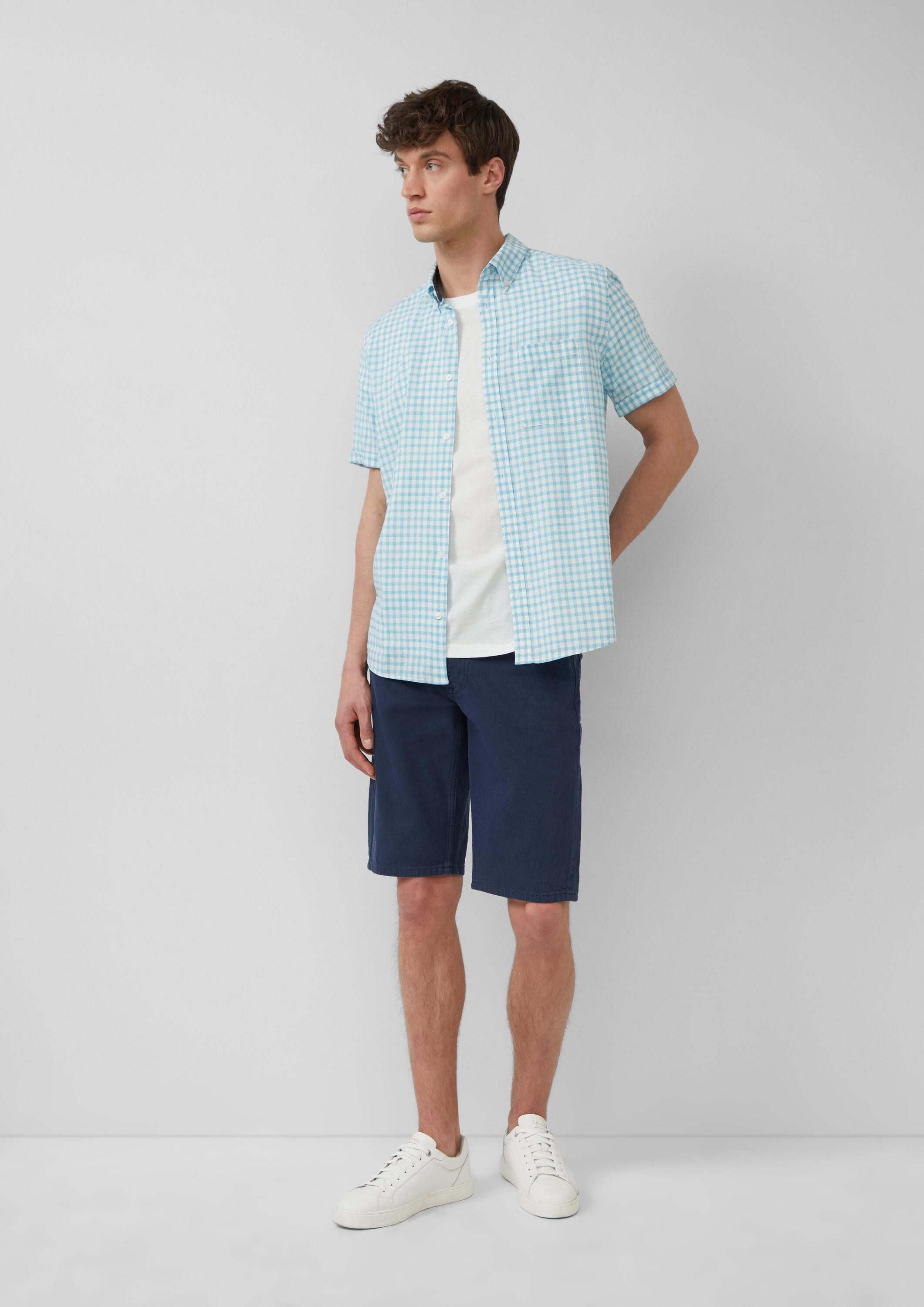 s.Oliver Kurzarmhemd Hemd Regular Fit: Kariertes Kurzarmhemds aus Viskosemix