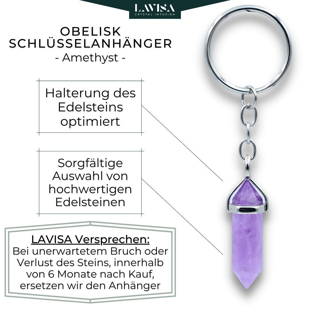 LAVISA - Anhänger Edelstein - Naturstein - Glücksbringer Talisman Amethyst Schlüssel
