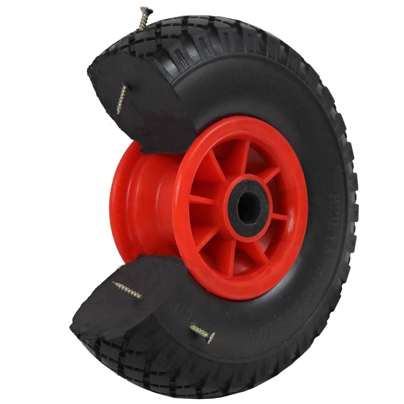 Sackkarren-Rad PU-Rad 260x85 mm zentrierte Nabe Ø 20 mm rot Vollgummi Bollerwagen