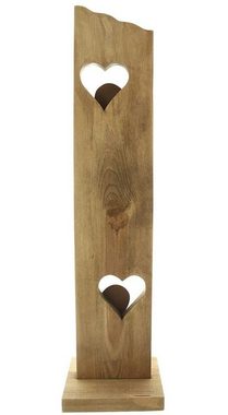 Dekoleidenschaft Dekosäule "Willkommen" aus Holz 80 cm hoch mit 2 Herzen aus Metall in Rost Optik, Holzsäule
