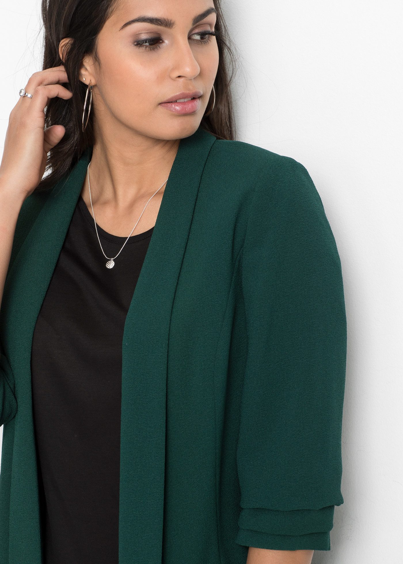 bonprix Longblazer festlicher Stil, taillierte Passform, aus Polyester und Elasthan