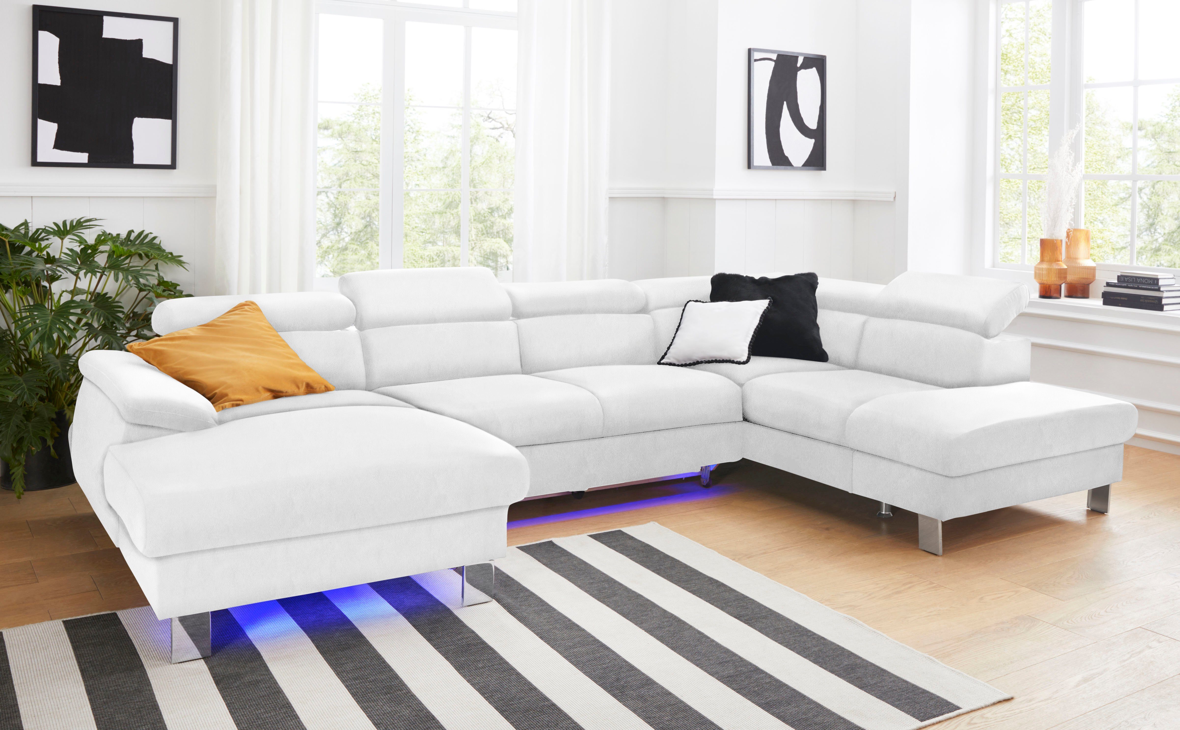 COTTA Wohnlandschaft Komaris U-Form, B: 320 cm, mit Kopfteilverstellung, optional Bettfunktion, Bettkasten & Licht