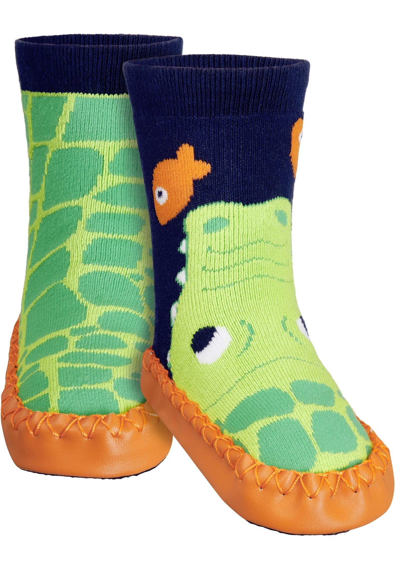 Playshoes Hüttenschuh Krokodil Hausschuh