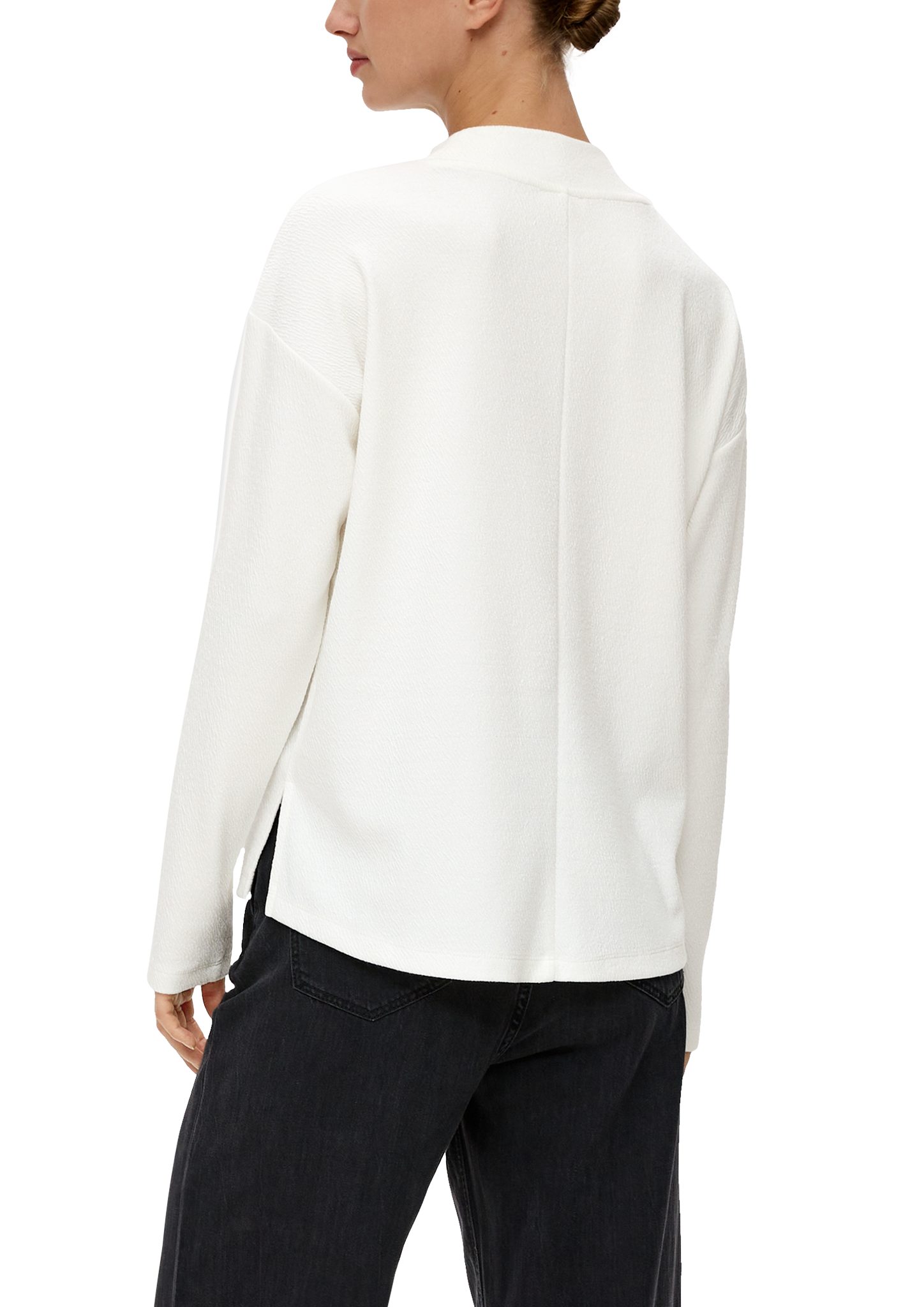 Doubleface-Sweatshirt ecru mit Teilungsnähte Musterstruktur Sweatshirt s.Oliver
