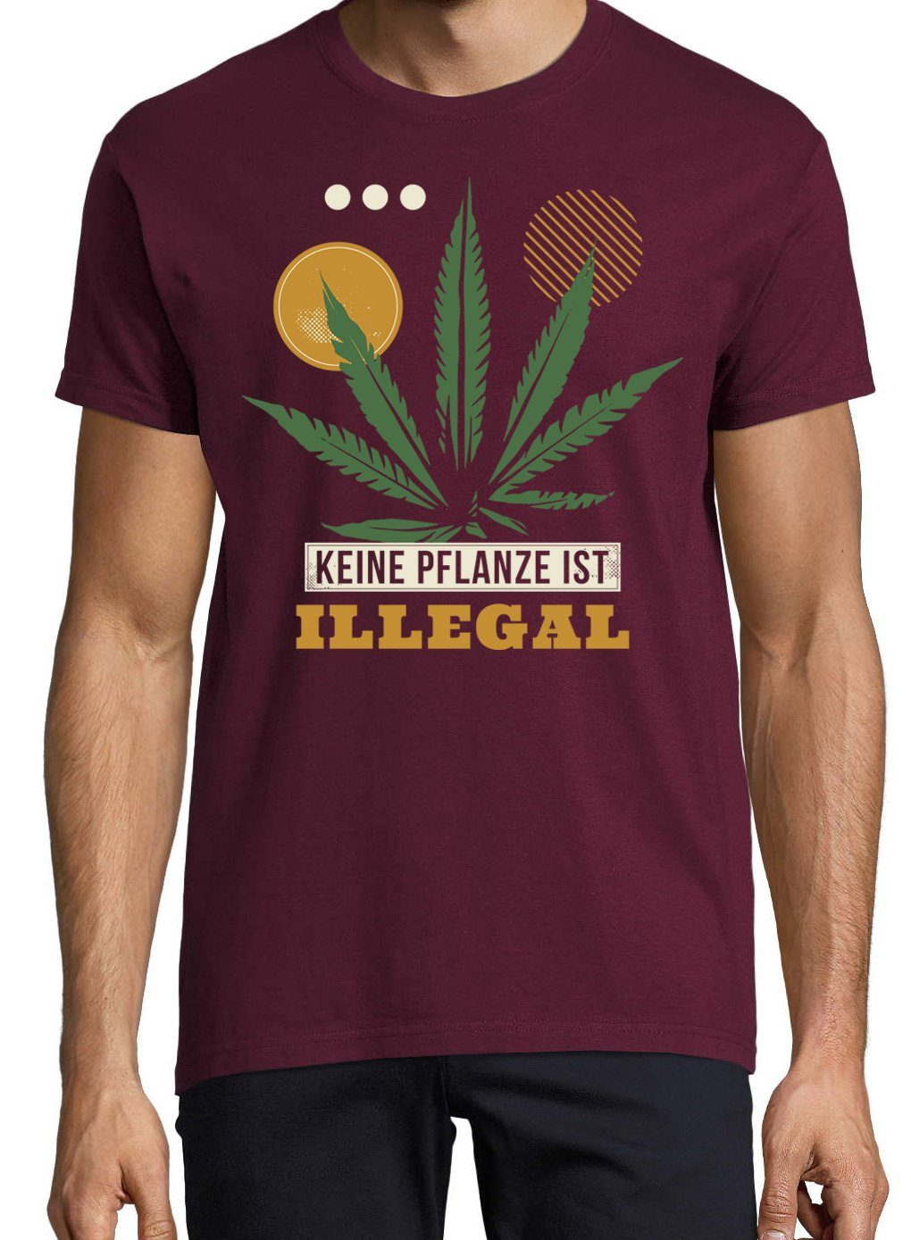 Youth T-Shirt Designz Frontprint T-Shirt Keine trendigem mit ist Illegal Burgund Herren Pflanze