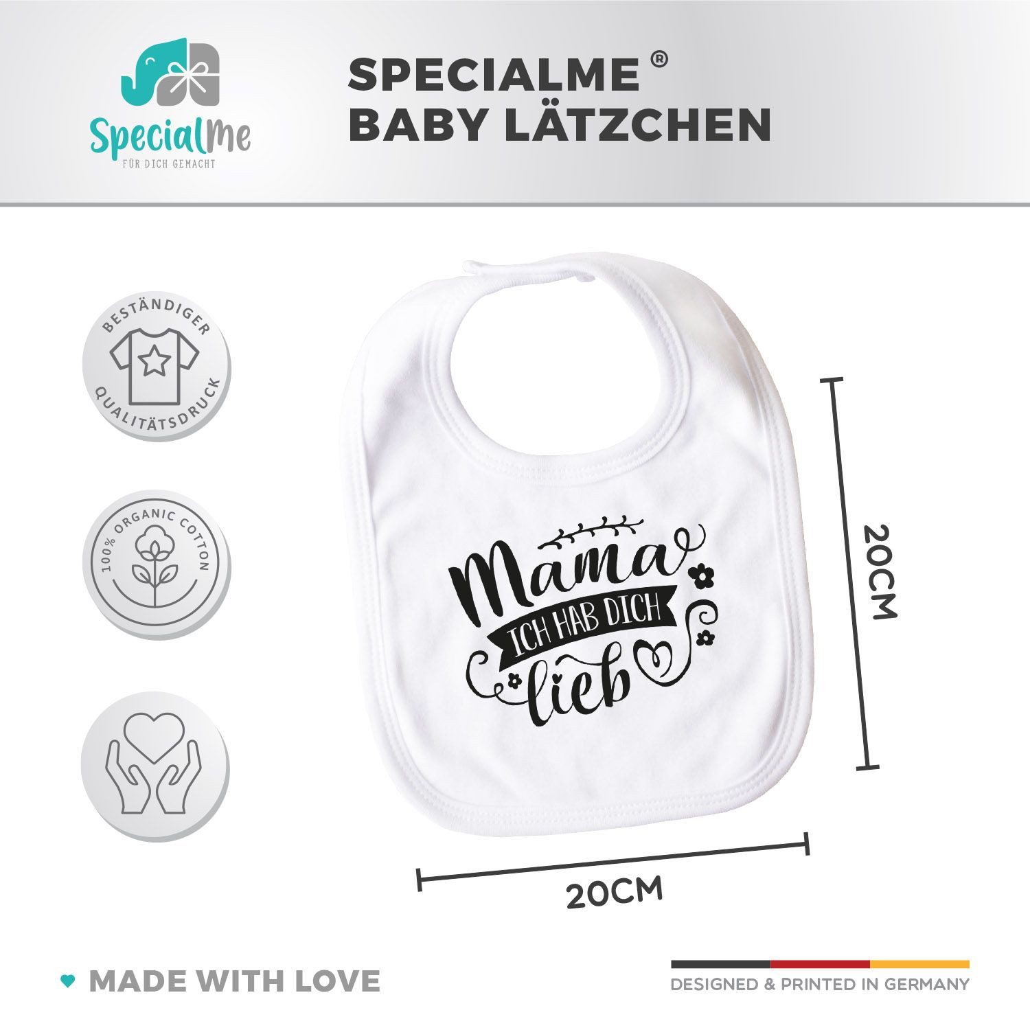 SpecialMe Lätzchen Baby Lätzchen Ich hab dich lieb Geschenk für Mama Muttertag