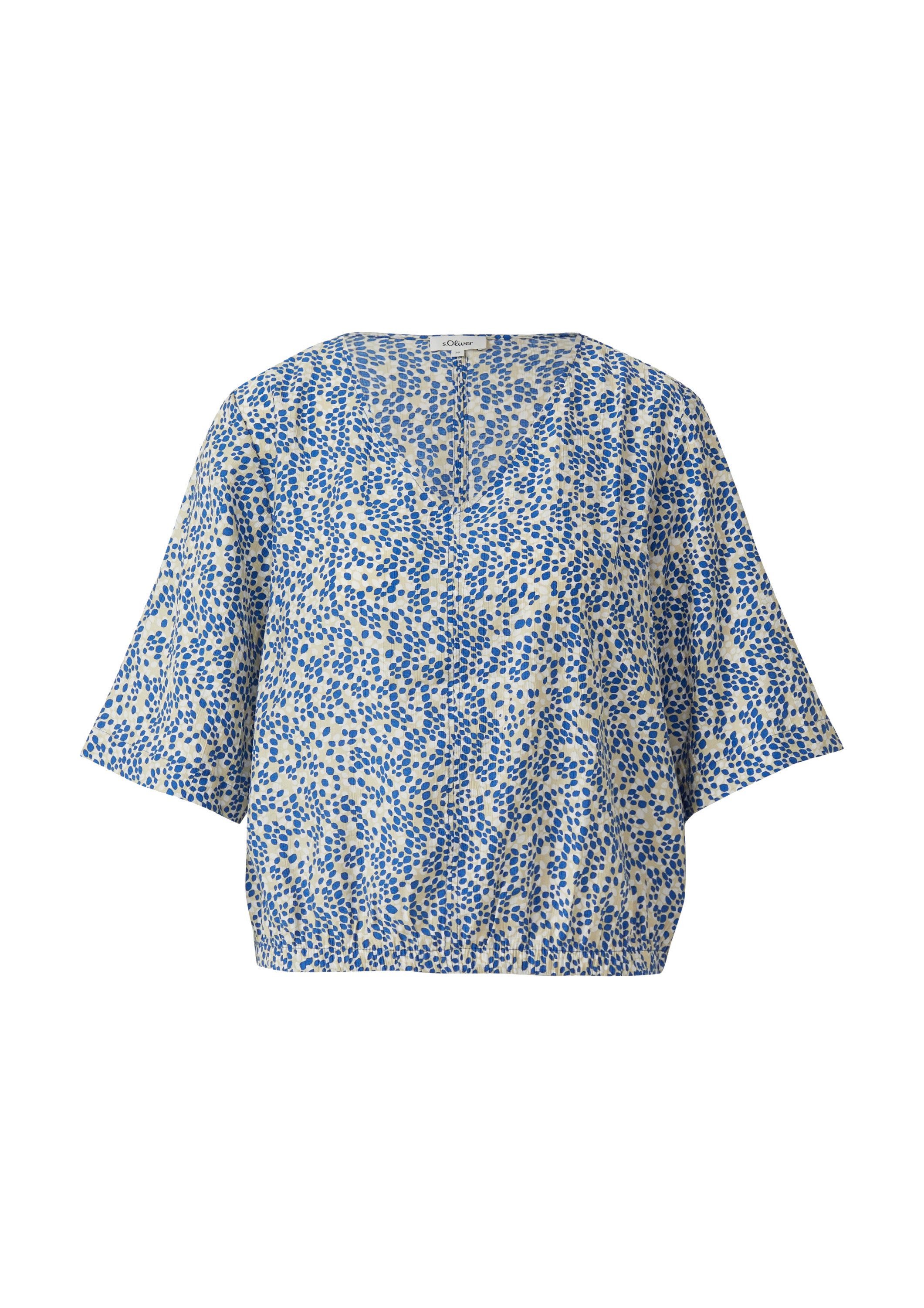 s.Oliver Kurzarmbluse Bluse Strukturierte Bluse im O-Shape