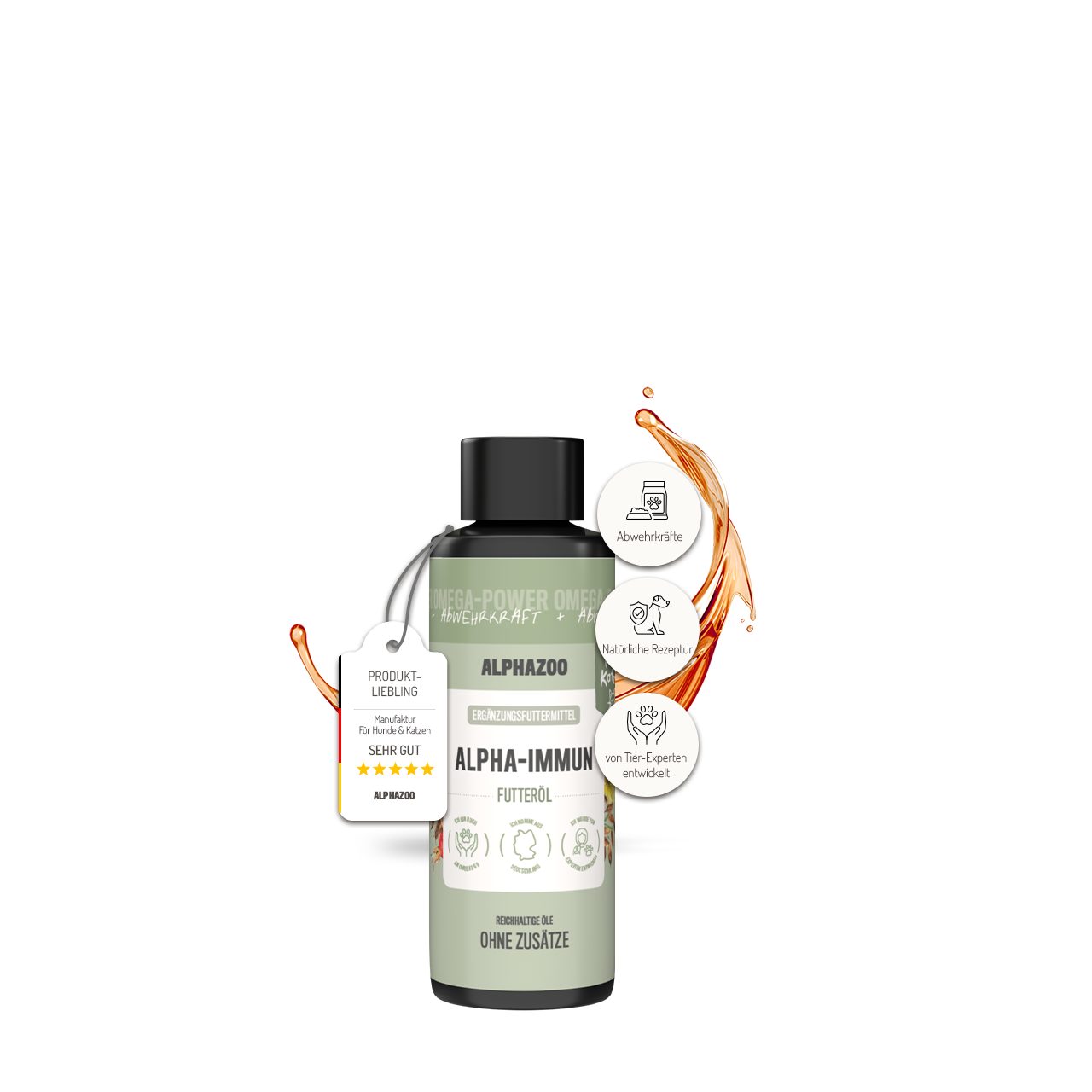 ALPHAZOO Alpha-Immun Futteröl für Katzen 100 ml Immunsystem I Immun, Ergänzungsfutter für: Katzen