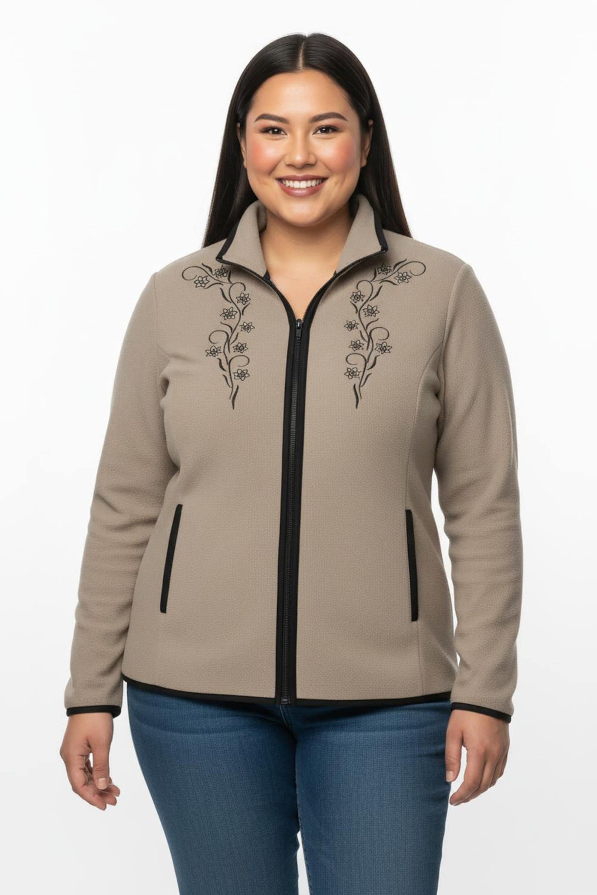 Sieh an! Fleecejacke Fleece-Jacke Langarm