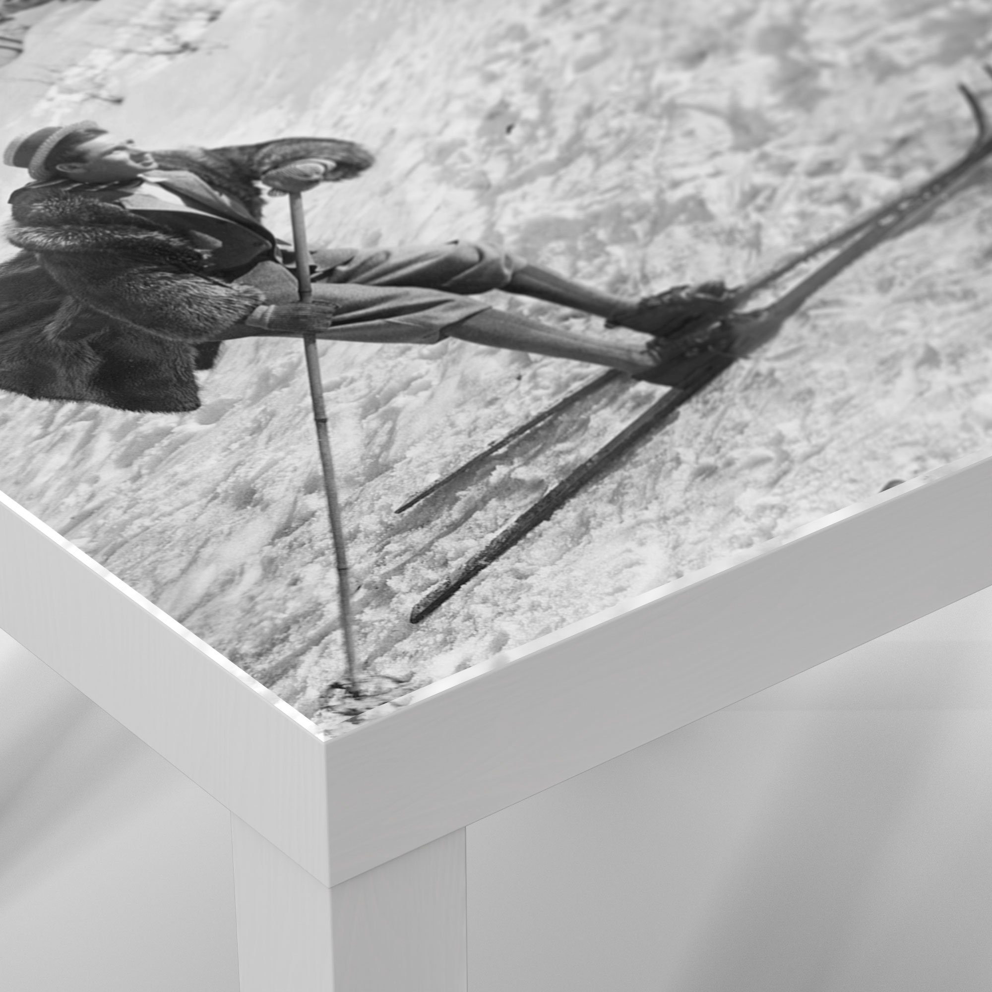DEQORI Couchtisch 'Casanova auf Skiern', modern Glastisch Weiß Beistelltisch Glas