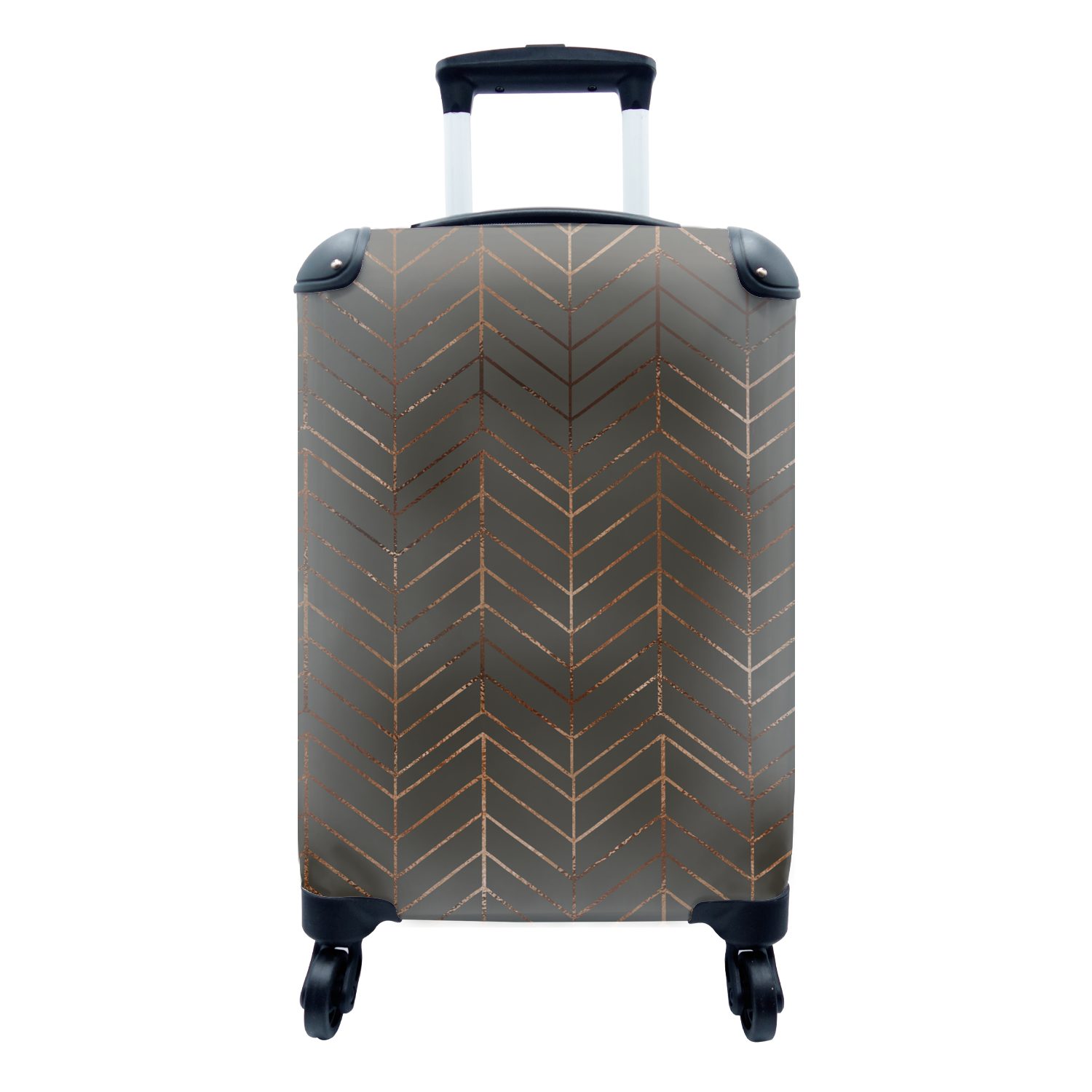 MuchoWow Handgepäckkoffer Muster - Bronze - Grau - Luxus, 4 Rollen, Reisetasche mit rollen, Handgepäck für Ferien, Trolley, Reisekoffer