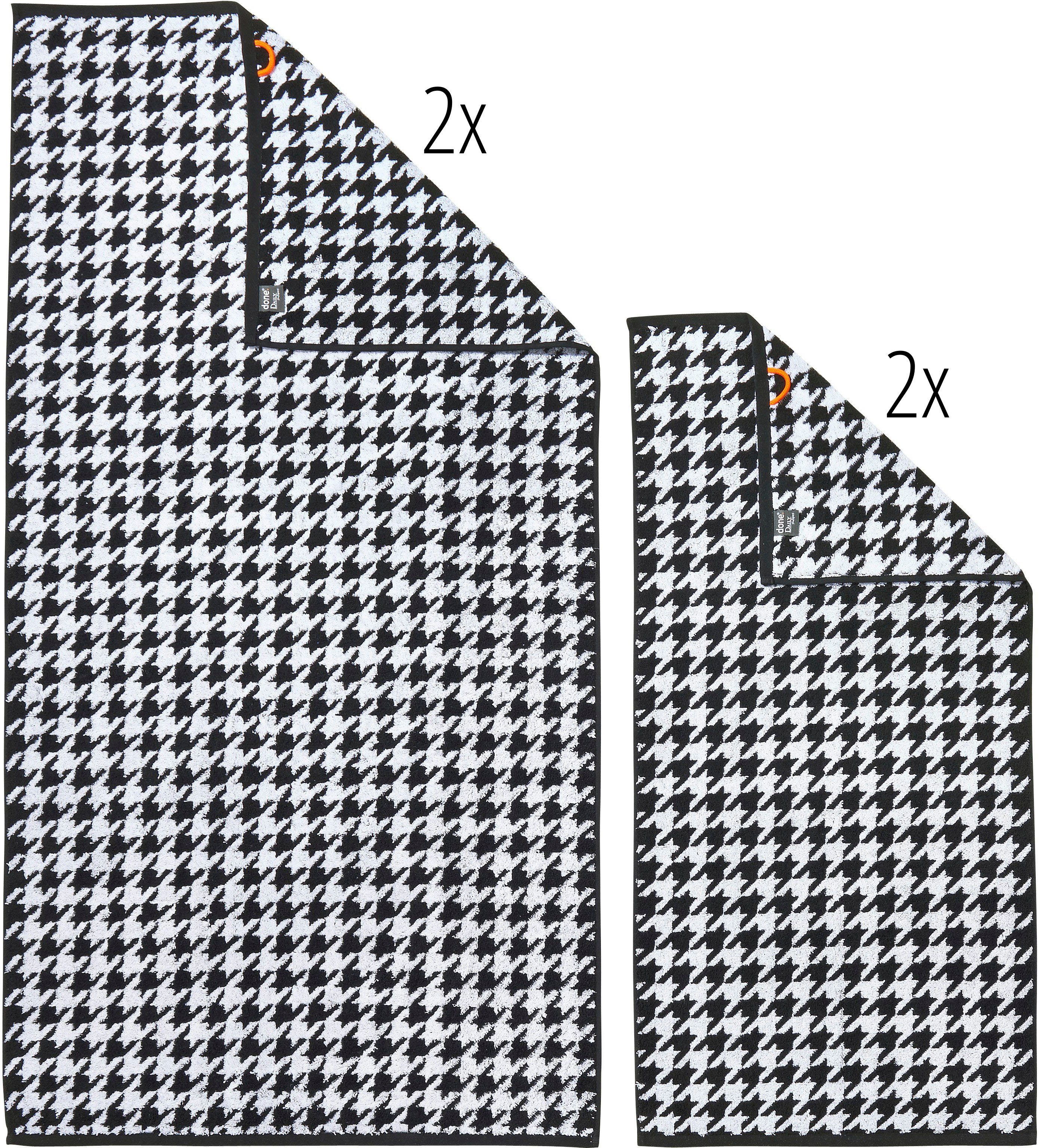 Muster 2x (Set, 4-tlg), done.® modernes Handtuch & Handtücher Set schwarz/weiß Jacquardgewebe, Jacquard-Walkfrottier, Duschtücher, 2x Daily Bird, Shapes