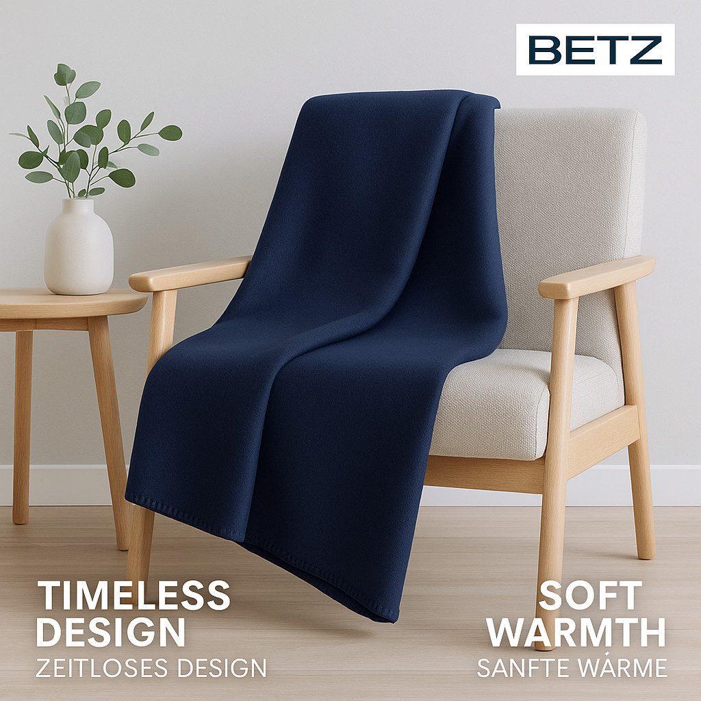 Wohndecke 4 Stück Fleecedecken 130x170 cm Farbe dunkelblau, Betz, Fleecedecke
