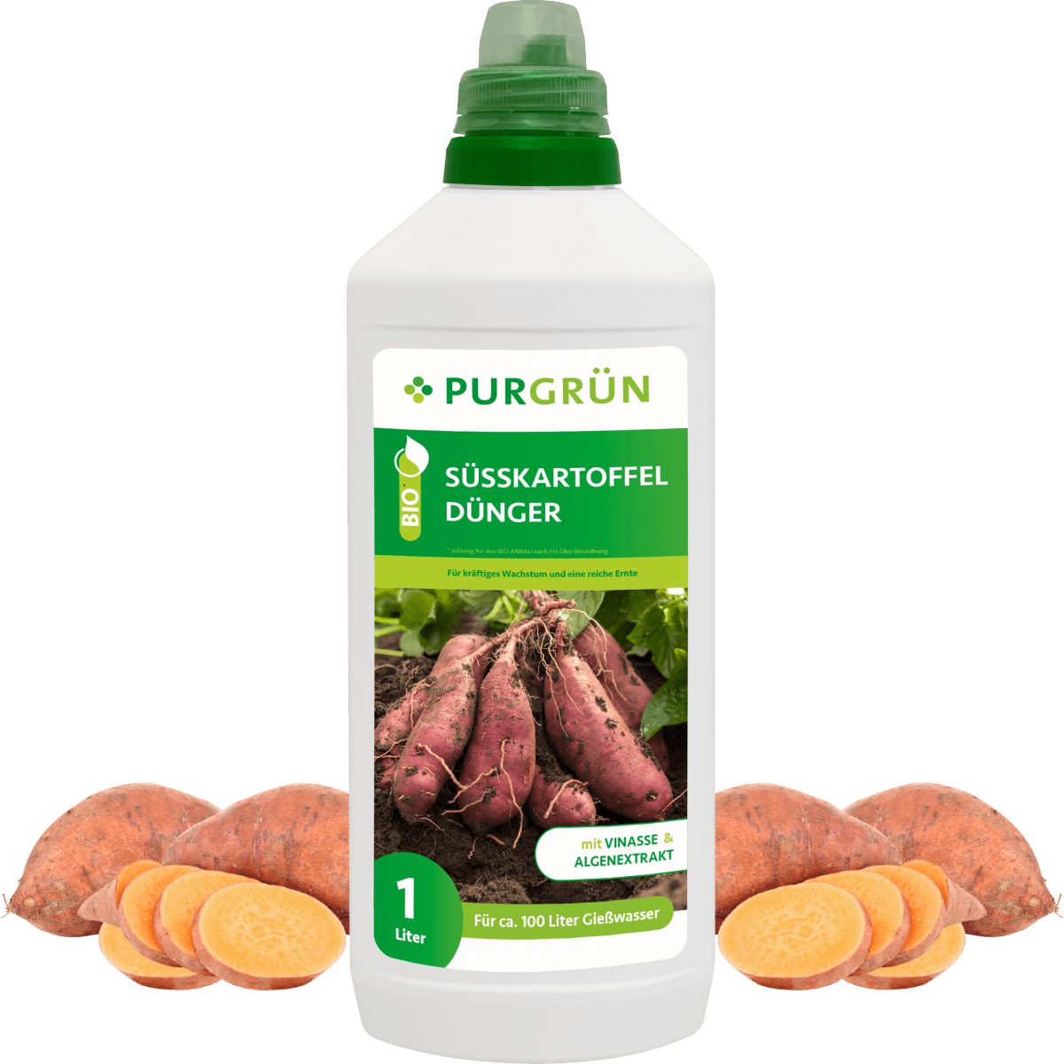 Gemüsedünger Purgrün Bio Süßkartoffel Dünger, NPK 4+1+7, Algenextrakt, 1 Liter