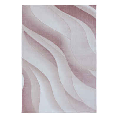 Teppich Wellen Design, Teppium, Rechteckig, Höhe: 9 mm, Kurzflor Teppich Wellen Design Teppich Rosa Teppich Wohnzimmer