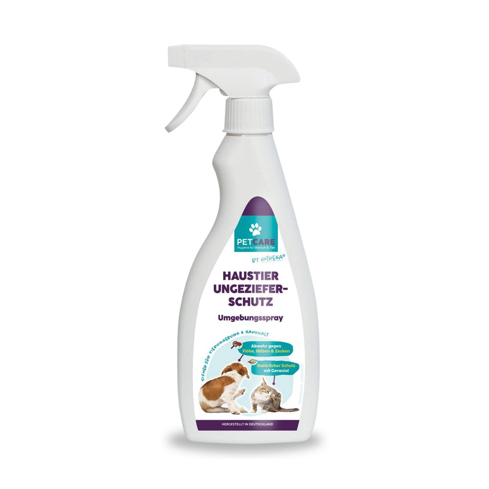 HOTREGA® Zeckenschutzmittel Petcare Haustier-Ungeziefer-Schutz Umgebungsspray 500 ml, 500 g, 0.5 l, Für Hunde und Katzen