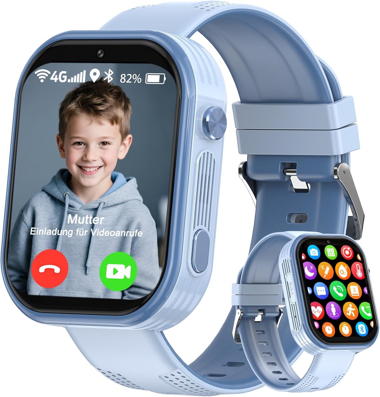 clleylise Smartwatch (2,5 cm, sim-karte), Kinder Smartwatch 4G GPS Videoanruf SOS