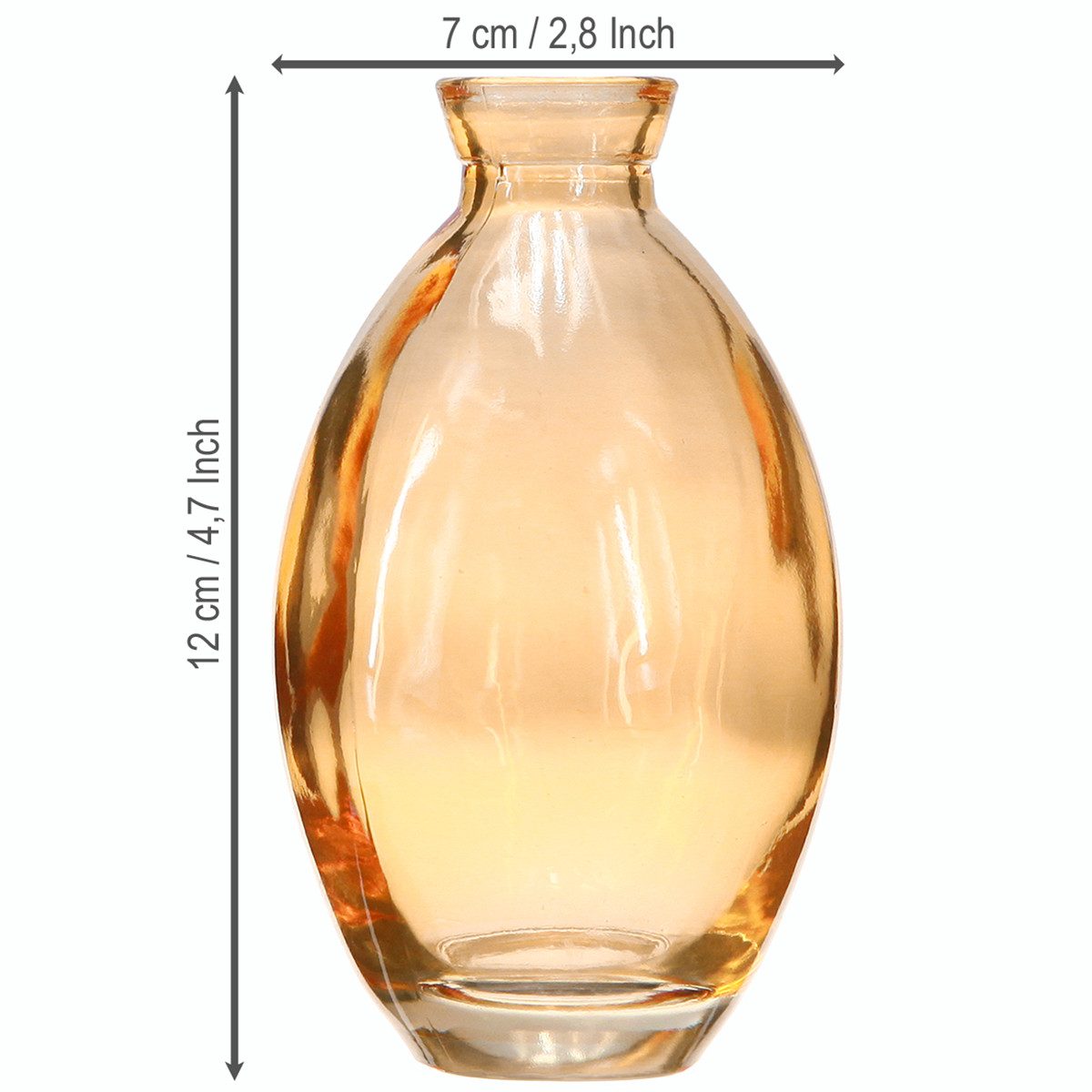 Florists Products Tischvase Bauchige Glasvasen Orange Retro Minivasen 7cm 12cm 6er Set, 6 Stück