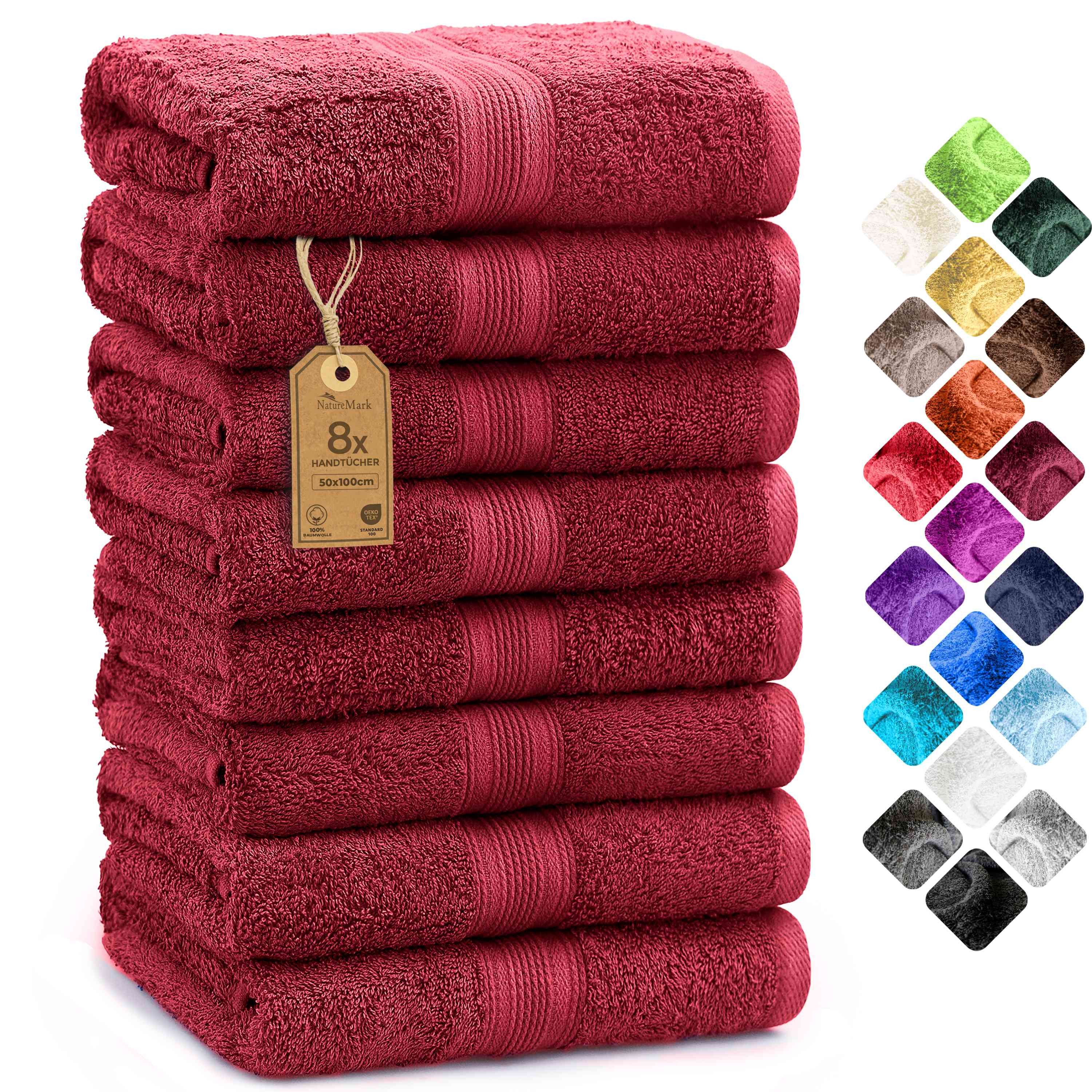 NatureMark Handtücher 8er-Set Frottier Handtücher 50x100cm, 100% Baumwolle günstig online kaufen