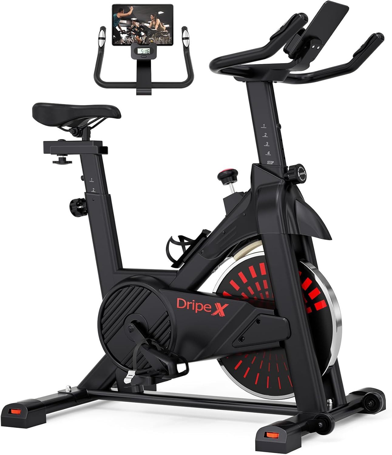 Dripex Heimtrainer Dripex Heimtrainer Fahrrad mit großer tablet-halter