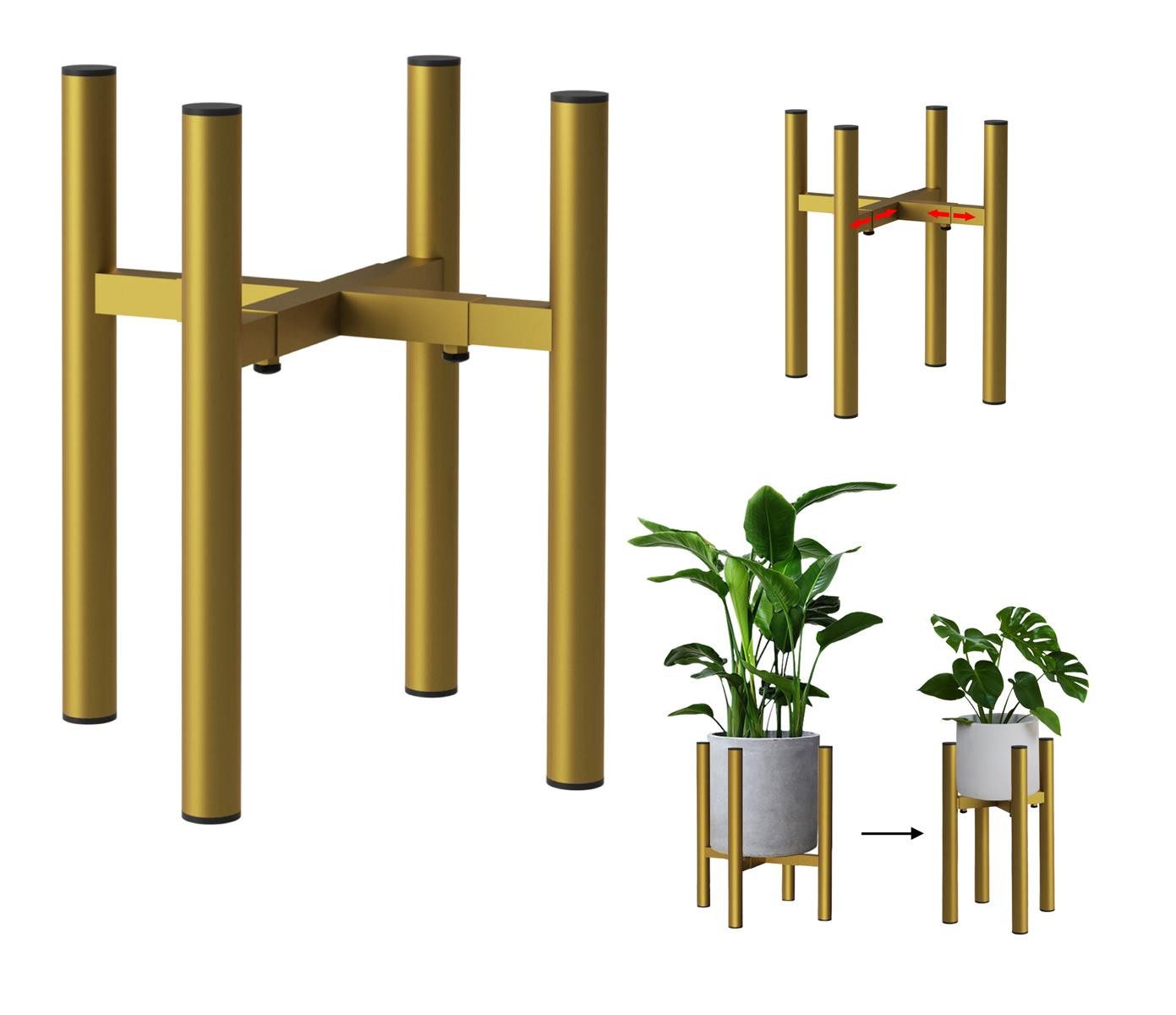 DanDiBo Blumenhocker Verstellbar Gold Metall 30 cm Pflanzenständer