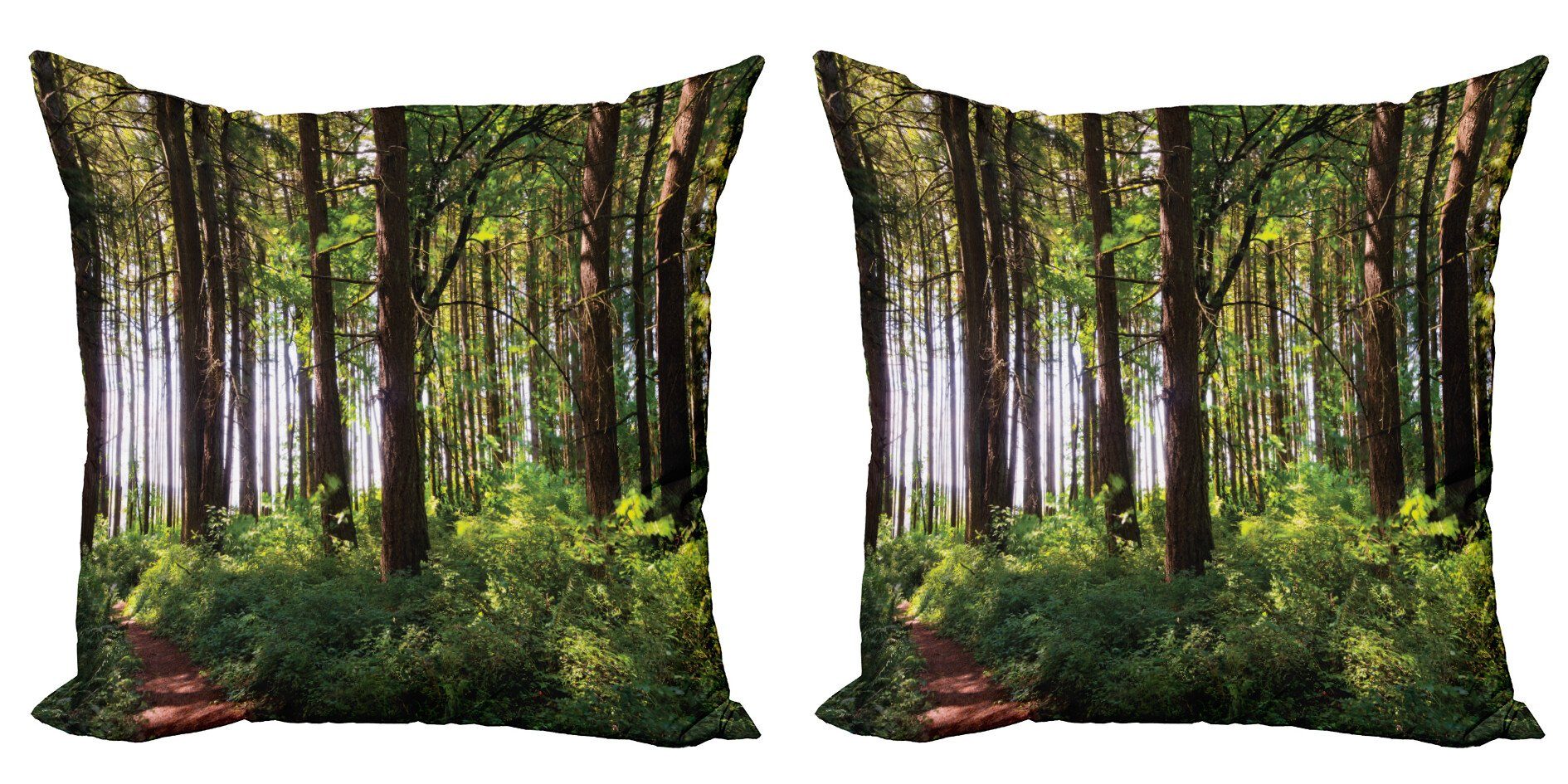 Doppelseitiger Thick und Abakuhaus Trunk Wald Digitaldruck, Stück), Accent (2 Kissenbezüge Büsche Modern