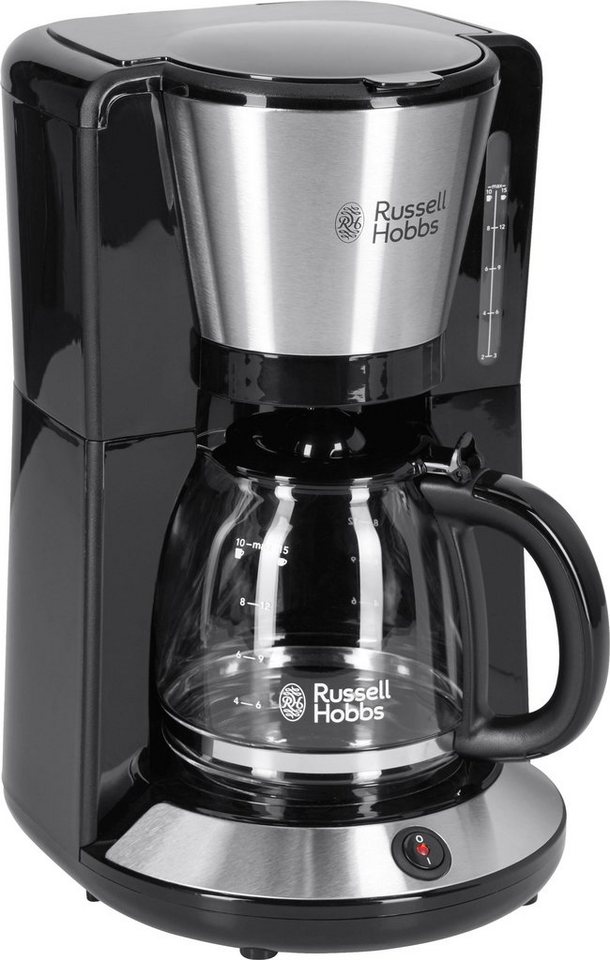 RUSSELL HOBBS Filterkaffeemaschine Adventure 24010-56, 1,25l Kaffeekanne, Papierfilter  1x4, mit Glaskanne, 1100 Watt, Edelstahl gebürstet, Glaskanne mit  Füllmengenmarkierung für 10 Tassen (1,25 l)