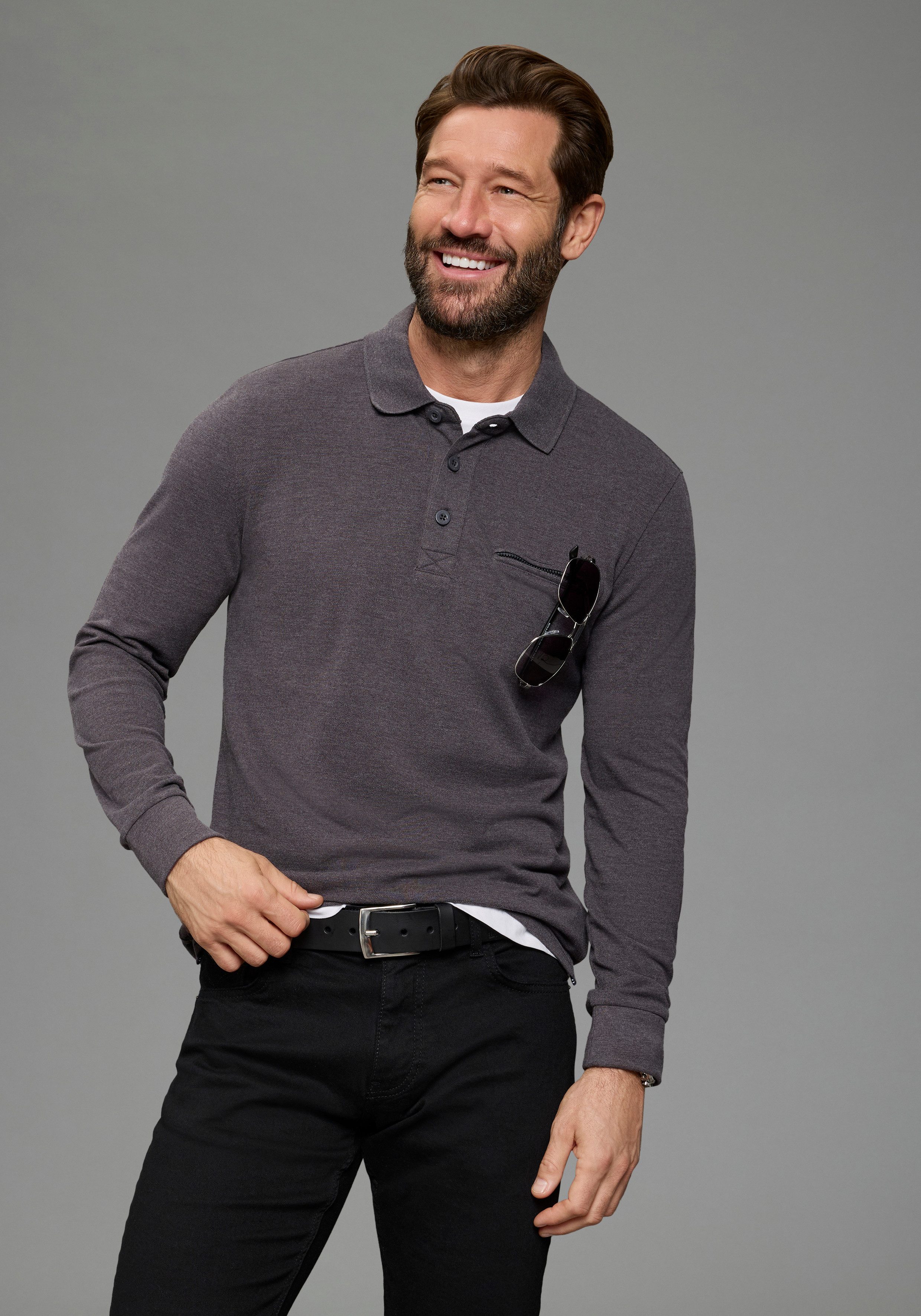 Man's World Langarm-Poloshirt Neue Kollektion! schmale Passform, Langarm, m günstig online kaufen