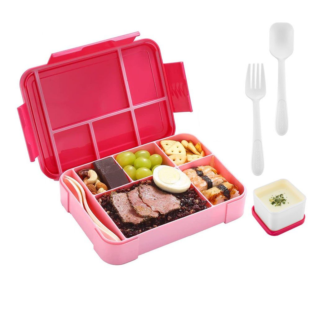 NUODWELL Lunchbox Auslaufsichere Brotdose mit Fach für Kindersnacks rosa