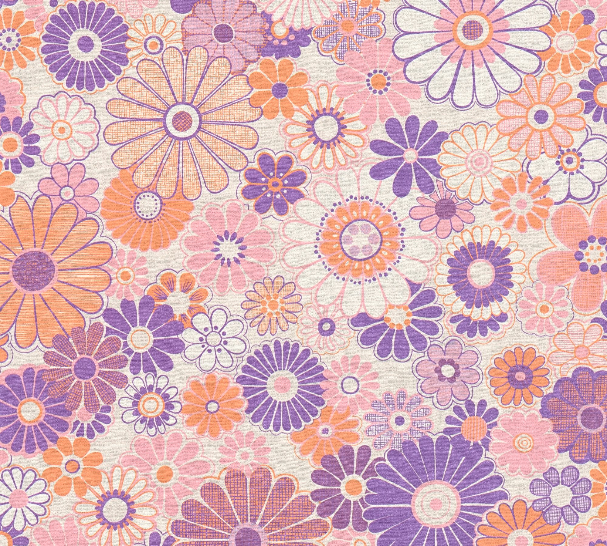 A.S. Création Vliestapete Retro Chic florale Tapete Mustertapete Retro Blumen, strukturiert, matt, (1 St), Vintage Vliestapete für Schlafzimmer Küche Wohnzimmer Floral Design