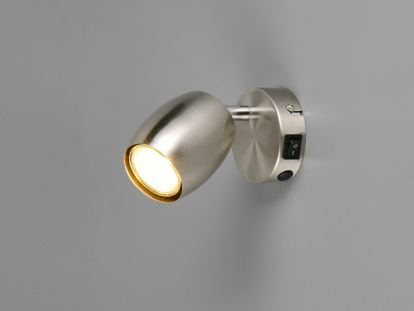 Reality Leuchten LED Wandstrahler, Dimmfunktion, LED wechselbar, Warmweiß, Innen Wandleuchte aus Metall mit Schalter, Spot schwenkbar, Höhe 14cm