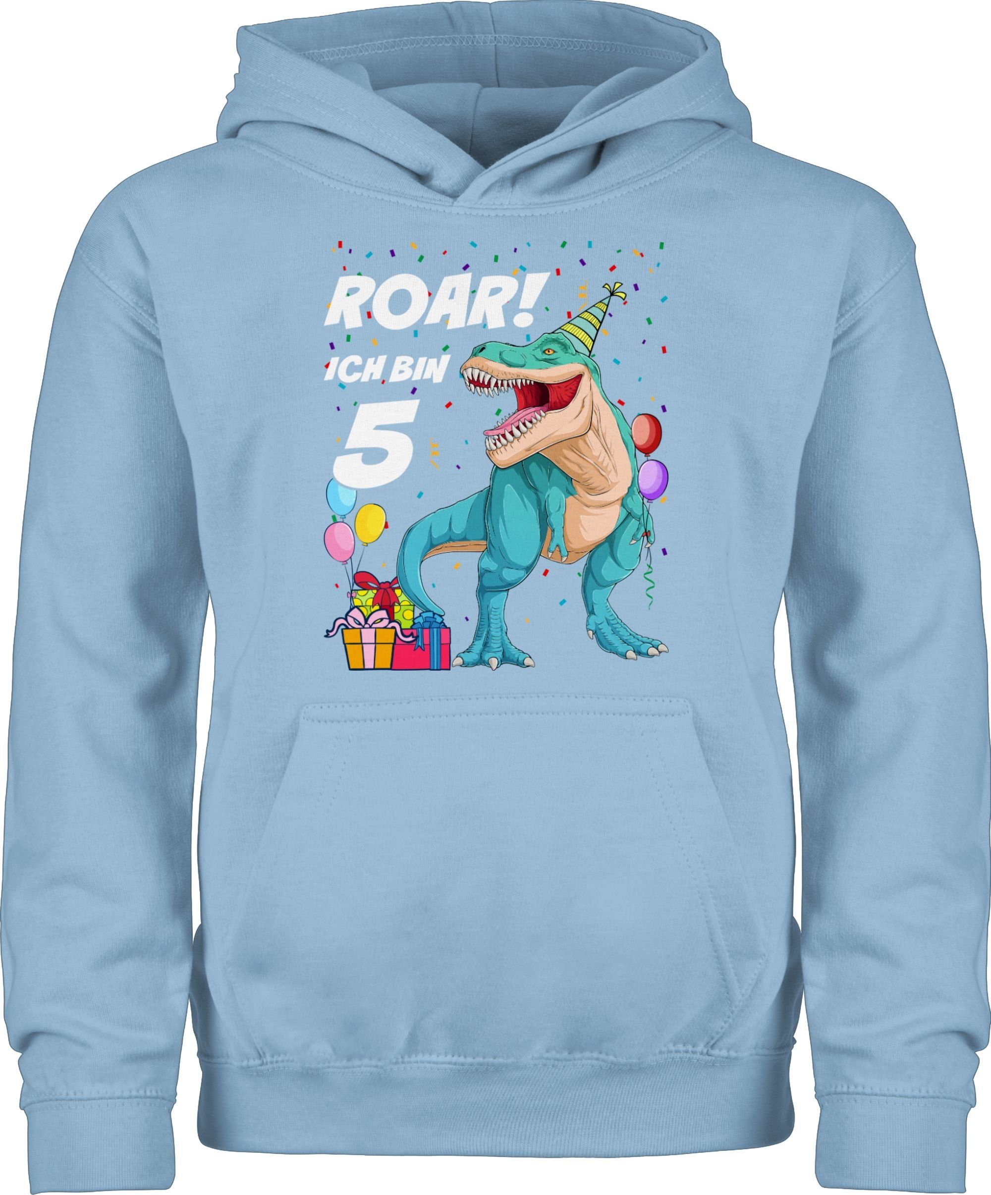 Shirtracer Hoodie Ich bin 5 Jahre - T-Rex Dinosaurier Dino 5. Geburtstag 1 Hellblau