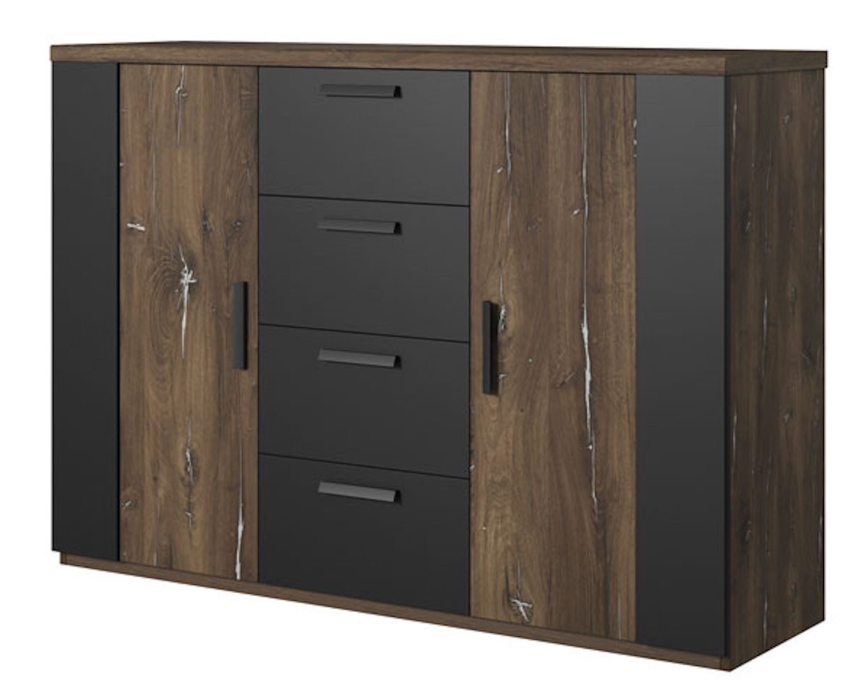 Helvetia Kommode Sevilla (Sigma, 1 St), 132cm Farbe wählbar 2-türig mit 4 Schubladen