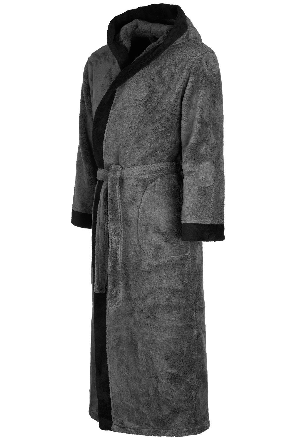 Di Vadini Bademantel Di Vadini UNISEX Herren Damen Bademantel PRATO mit Kapuze, wadenlang, Polyester, Weitenverstellung