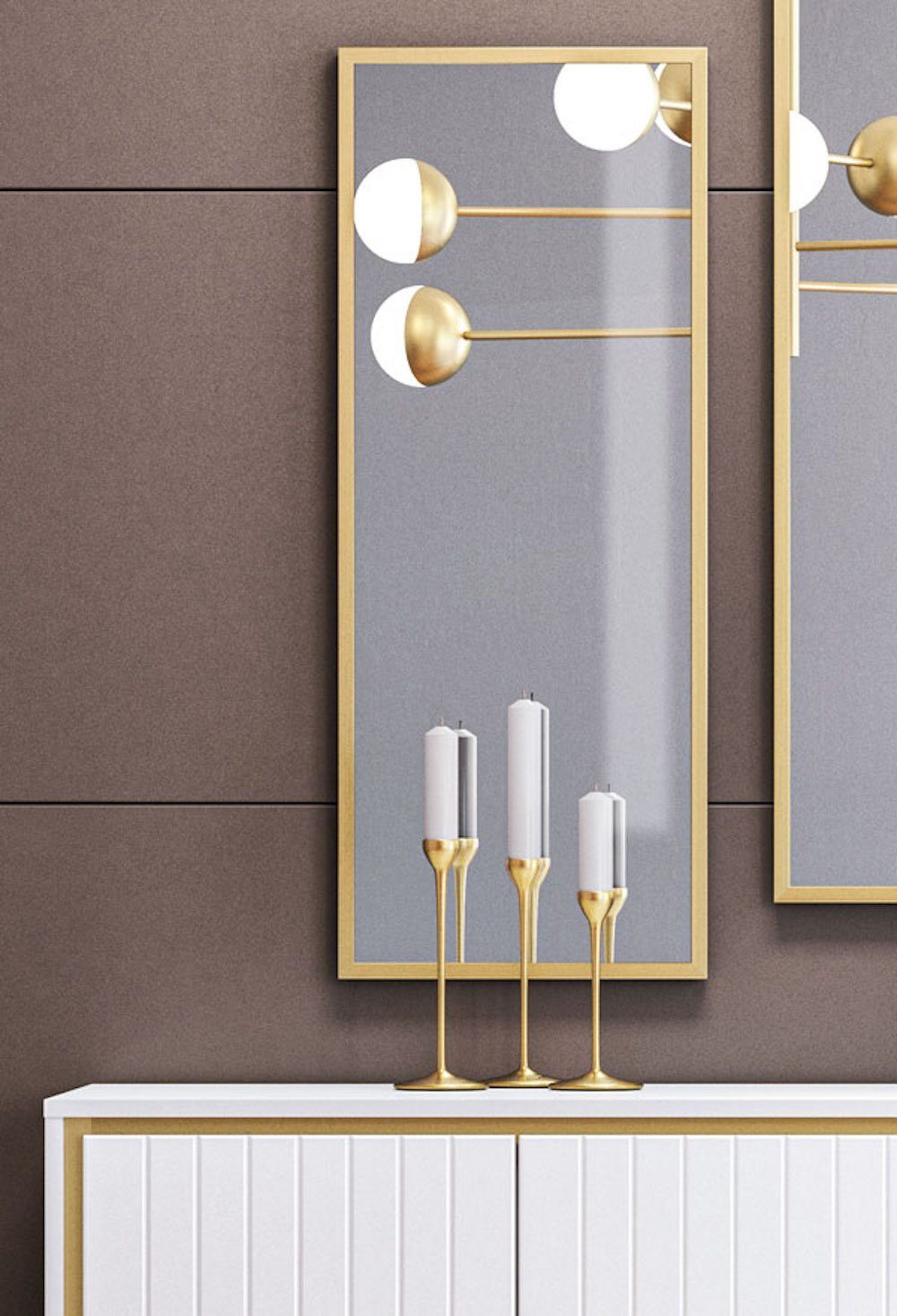 Feldmann-Wohnen Brushed Gold Wandspiegel 35x2x90cm Luxor, Finish