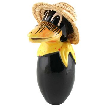 Tangoo Gartenfigur Tangoo Keramik-Rabe MINI mit Hut gelbes Hals-tuch mit roten Sprenkeln, (Stück)